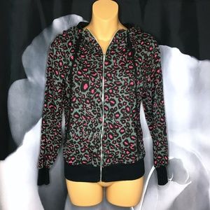 Leopard Print Zip-Up Hoodie